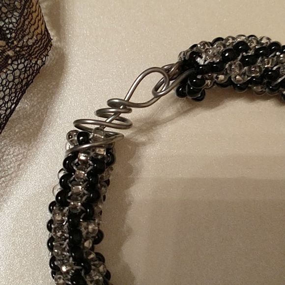 Hand Sewn Black and Silver Bracelet! - Picture 2 of 8